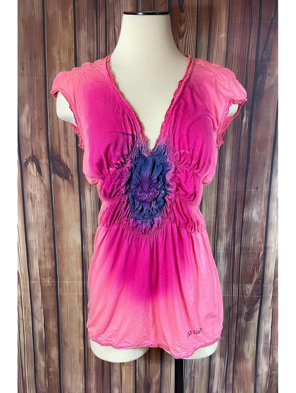 Miss Sixty 00’s Y2K Vintage Sleveless Tie Dye Ruched Top Size M Made In Italy
